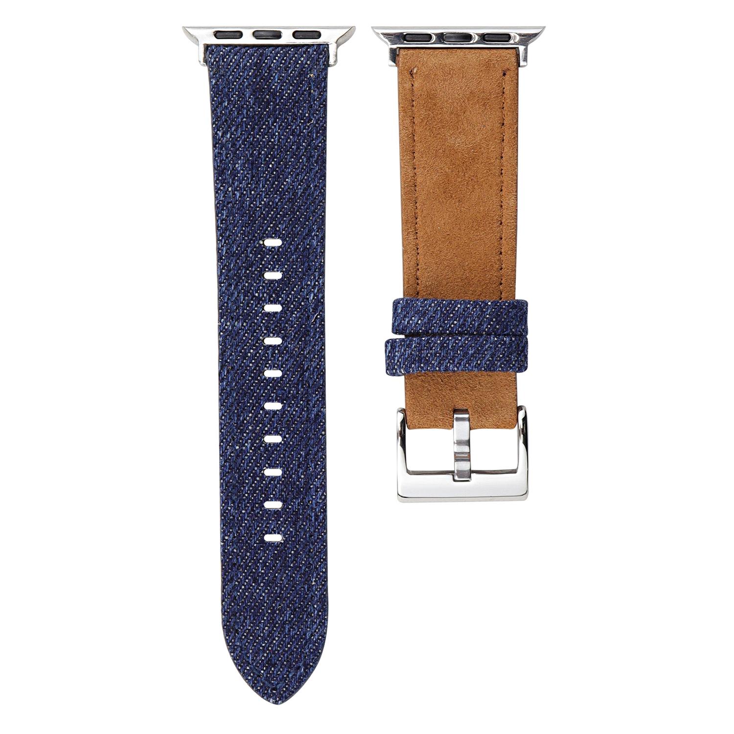 

Splicing Color Watch Band for Apple Watch Series 10 Ultra 9 8 7 SE 6 5 4 3 2 1 46mm 49mm 45mm 44mm 42mm Suede+Denim Strap Blue+Brown