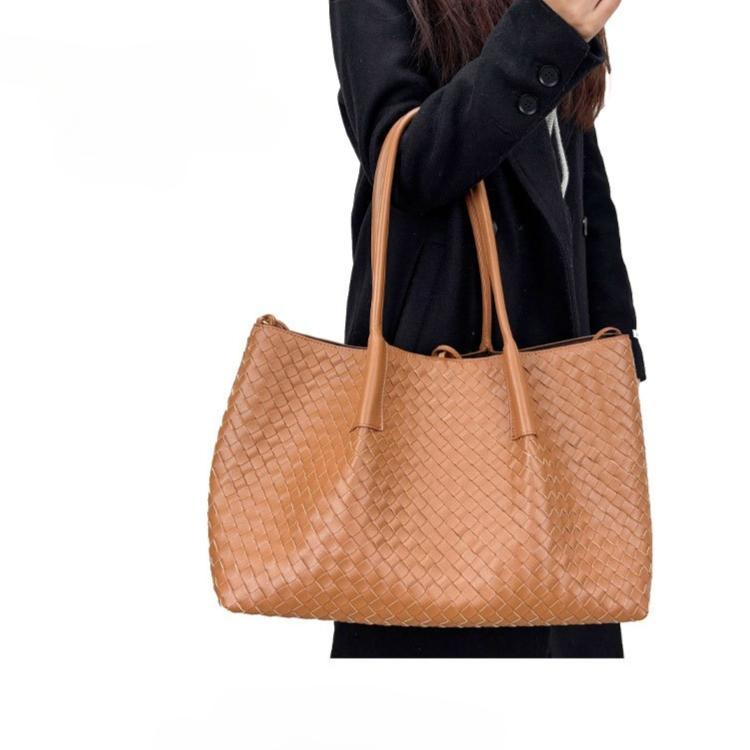 Borsa da Donna Grande in Vera Pelle Borsa Tote Borsa a Mano Lavorata a Maglia alla Moda Borsa in Pelle di Vacchetta Borsa da Donna Borsa a Tracolla Nuova 2025