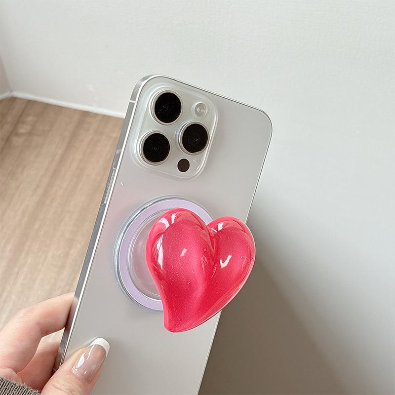 Simple Magnetic Attraction Is Suitable For Magsafe Mobile Phone Airbag Bracket Three-Dimensional Love Ring Folding