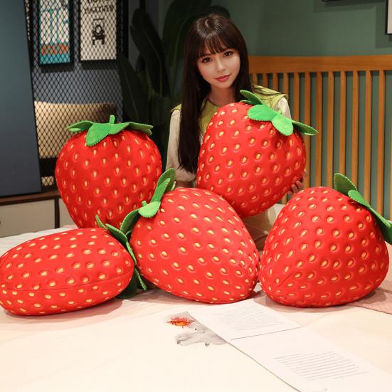 Strawberry Plush Toy Eco-friendly No Odor Easy To Clean Cute Cartoon Fruit Soft Stuffed Doll Pillow Cushion