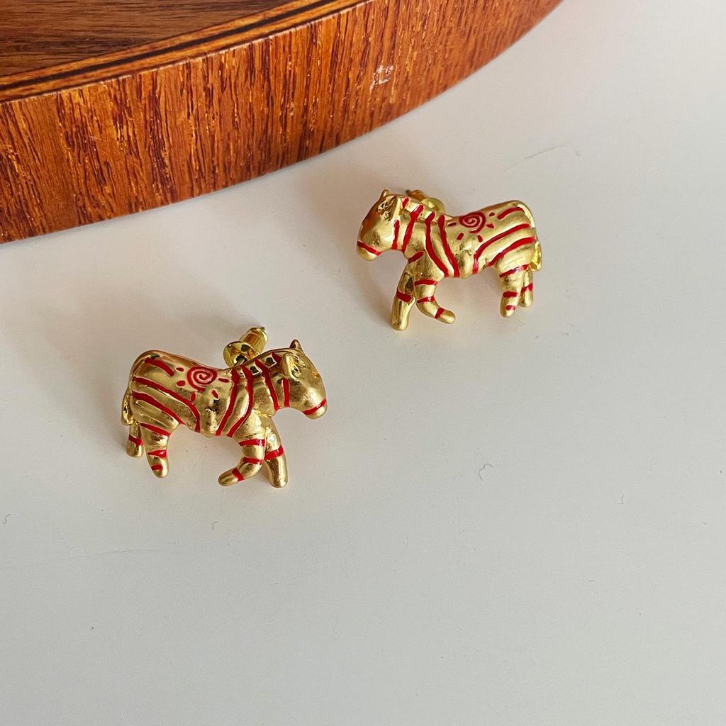Bohemian Zebra Stripes Adjustable Ring & Earrings Set