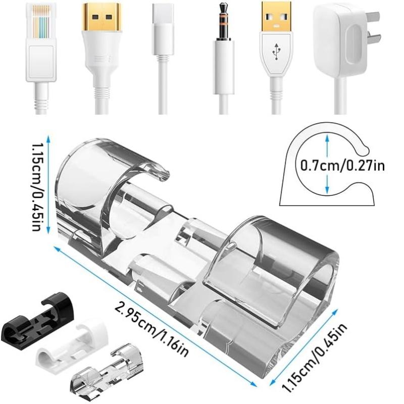 20Pcs Cable Organizer Clips Cable Management Desktop & Workstation ABS Wire Manager Cord Holder USB Data Line Bobbin Winder