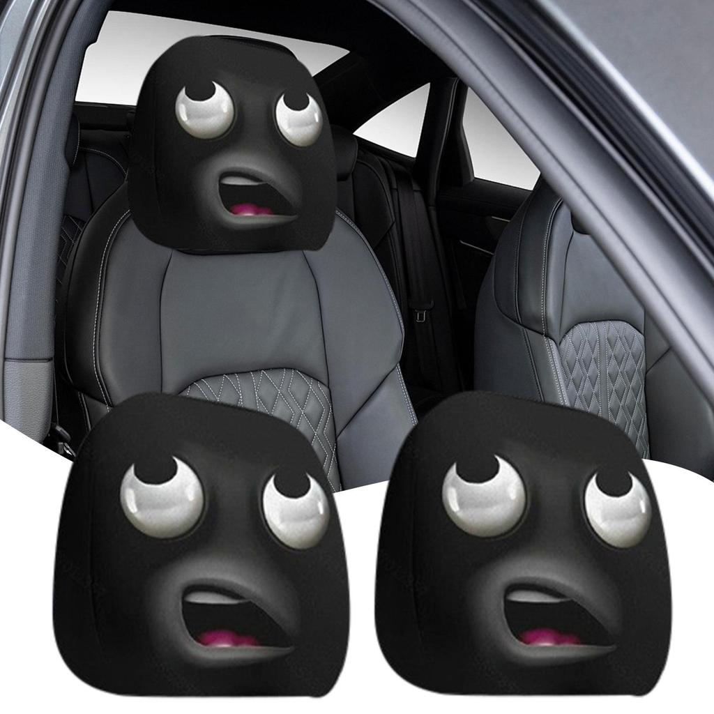 2pcs Car Headrest Covers Big Eyes Auto Headrest Protector Decorative Interior Accessories  Universal Car Seat Headrest Cover