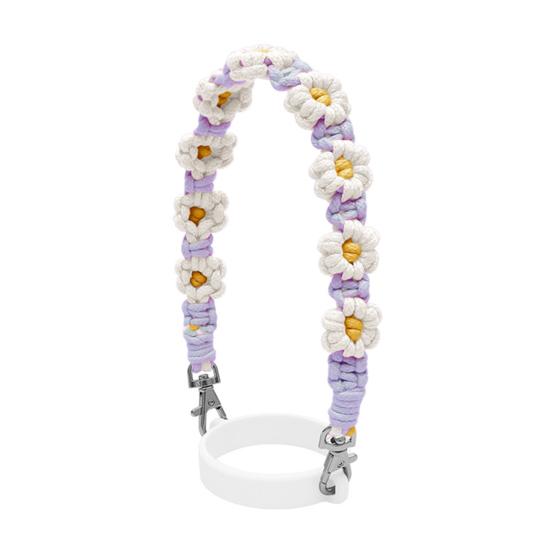 Water Bottle Handle Strap Handmade Flower 16-40oz Tumbler Silicone Safety Ring Cotton Rope Flower Sling Holder Carrier Lanyard Cup Accessories