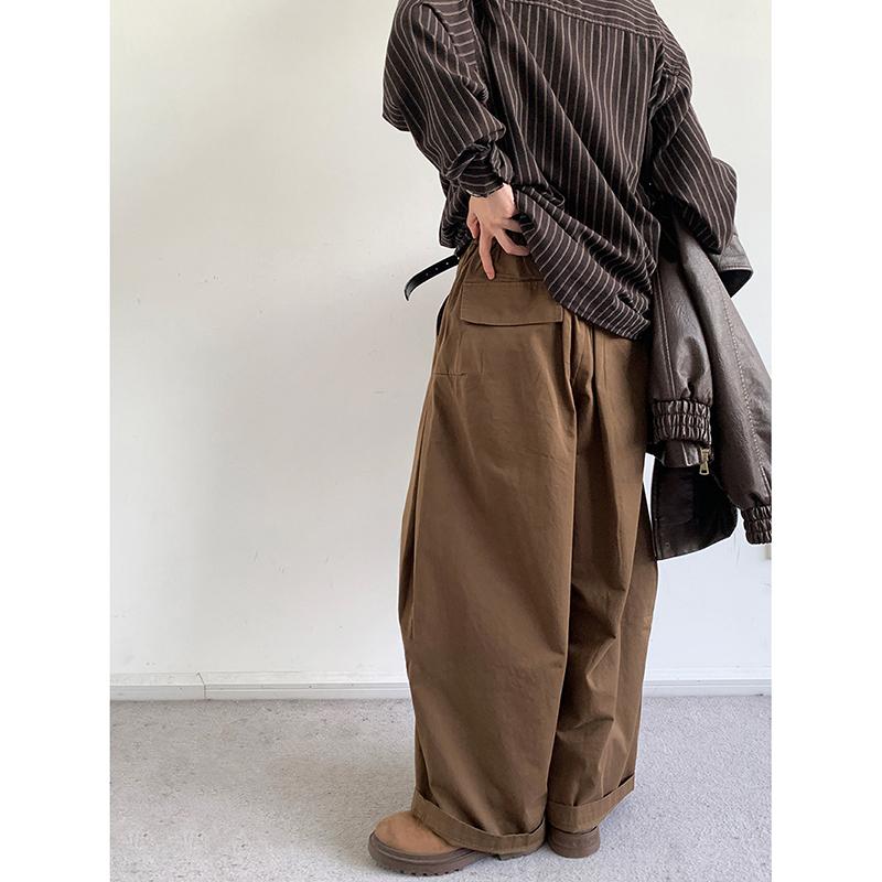 Vintage Brown Baggy Cargo Pants Men Koraen Harajuku Suit Pants Office Casual Trousers Wide Leg Work