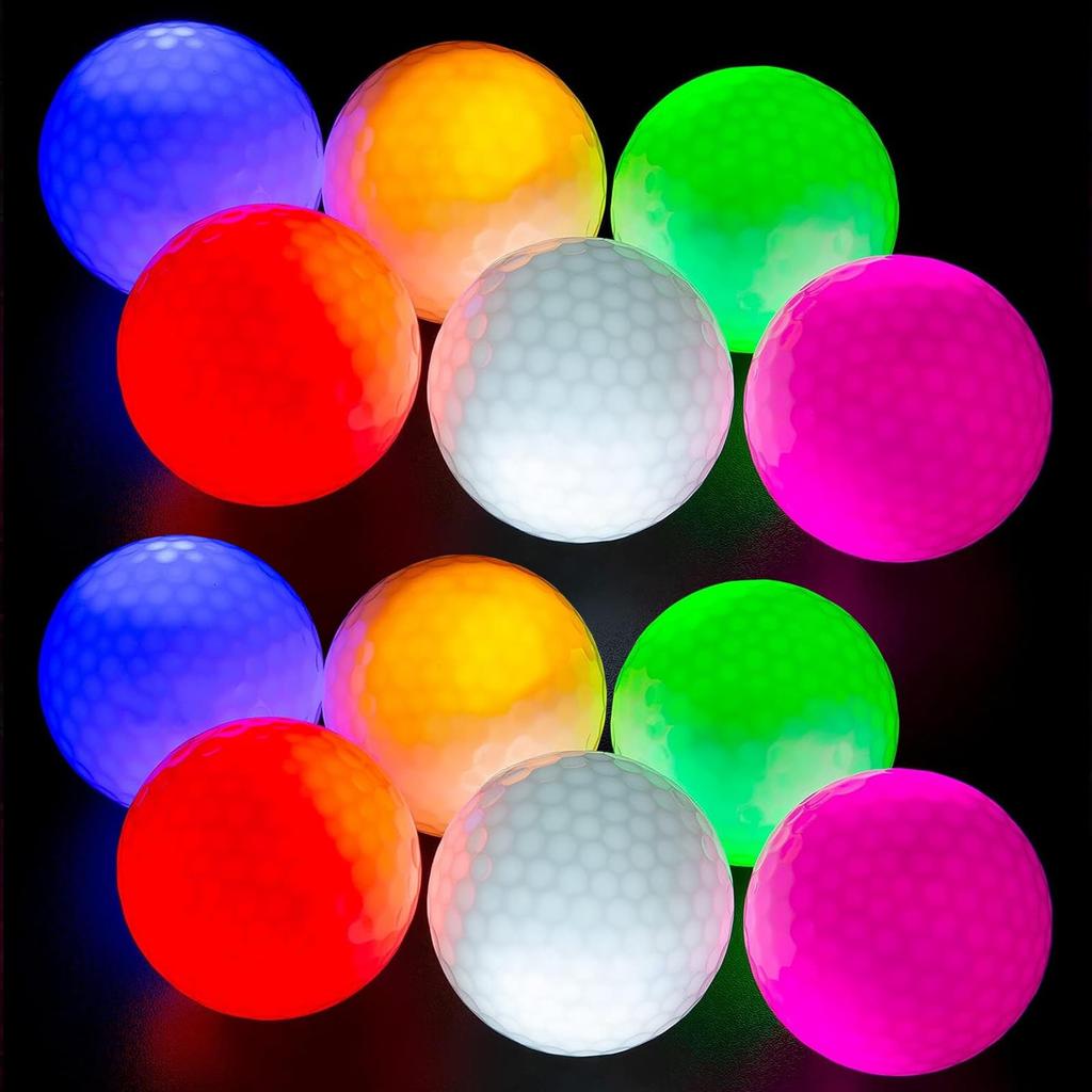 ZNLAKU Illuminating Golf Balls for Night Minutes of Popular Set of Practice, Built-in LEDs, 5-8 Illumination, Prizes, Multicolor, 6/12