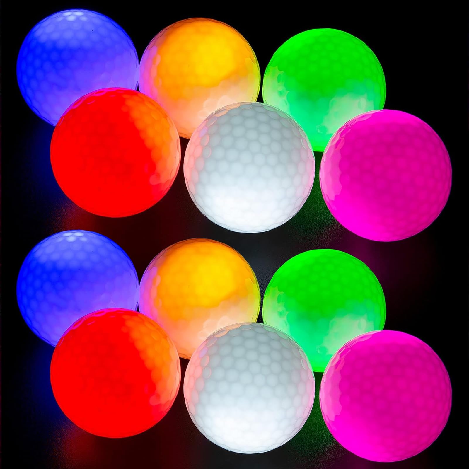 

ZNLAKU Illuminating Golf Balls for Night Minutes of Popular Set of Practice, Built-in LEDs, 5-8 Illumination, Prizes, Multicolor, 6/12