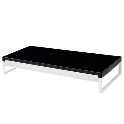 LIHIT LAB Computer Stand, Monitor Stand, Desk Stand, Black, 59cm Wide X 25cm Deep X 10cm High, with Drawer, 15kg Load Capacity, A7338-24