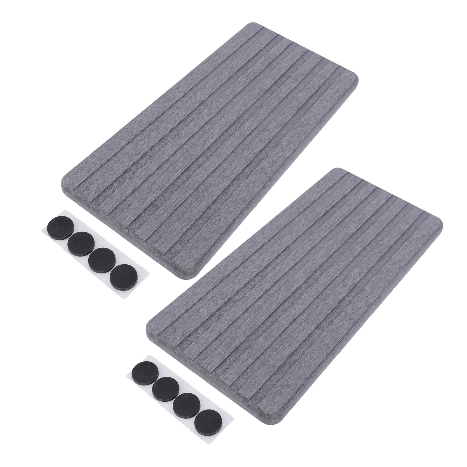 2 pièces Dessous de verre en Diatomite Absorbant l'eau Séchage Rapide Rainuré Porte-savon en Terre de Diatomées avec Pieds pour Salle de Bain gris foncé