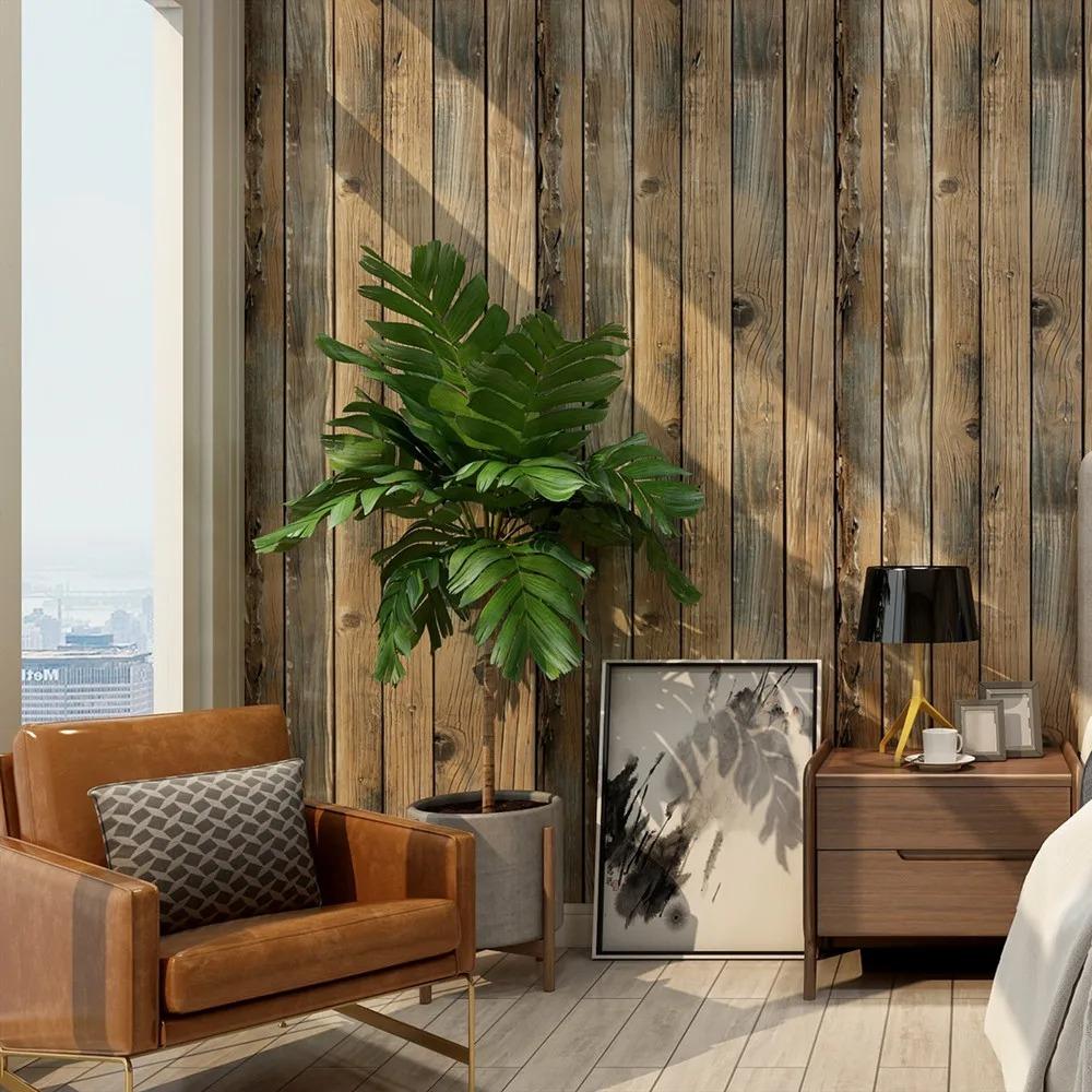 Retro Faux Wood Grain Peel And Stick Wall Cover Self-Adhesive Wood Plank Wall Cover Roll Removable Vinyl Wall Covering For Restaur