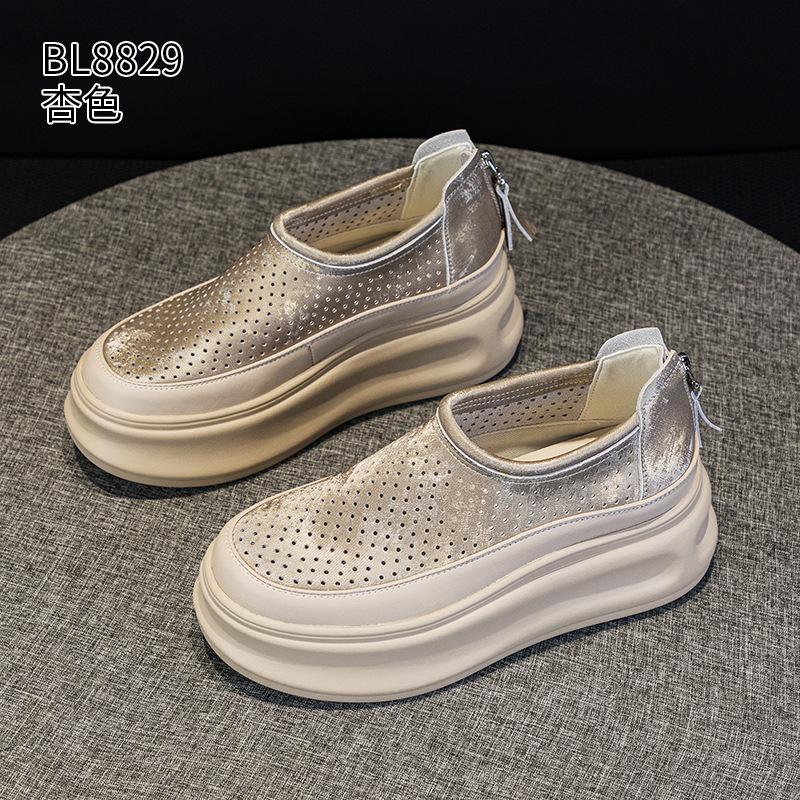 Thick Baseplate Shoes Spring and Summer New Hollow Breathable Hole Small Casual Shoes