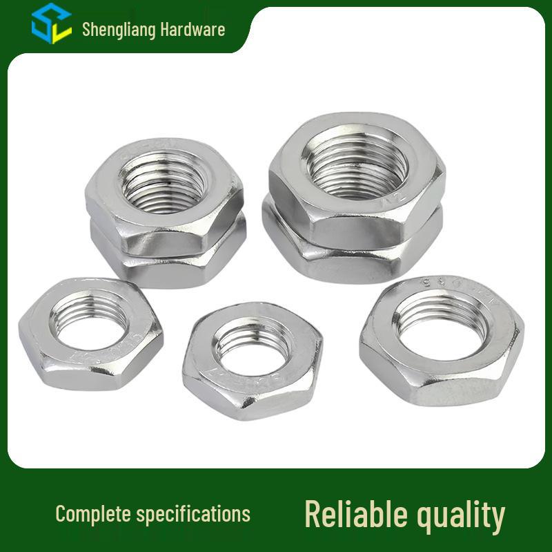 304 Stainless Steel Fine Thread Thin Hex Nut (M4-M33) M4-0.5 (100 pcs)