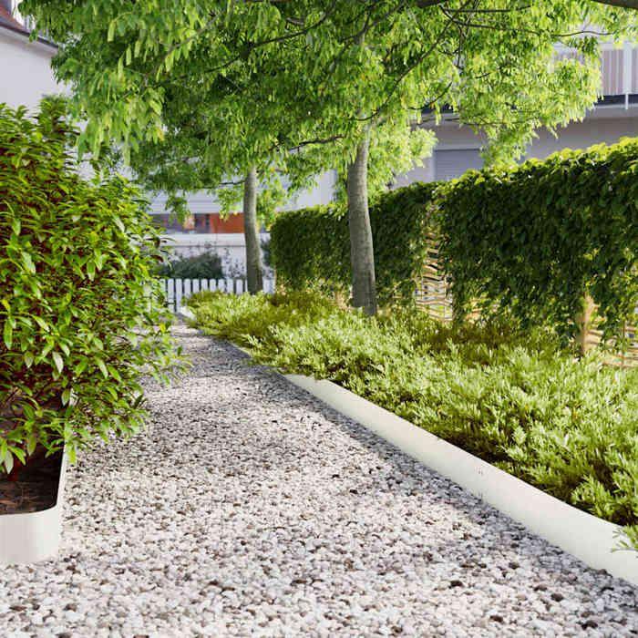VidaXL Bordures de pelouse 10 pcs blanc 15x103 cm acier laminé à froid, bordure de jardin, bordure de lit de jardin, bordure 860143