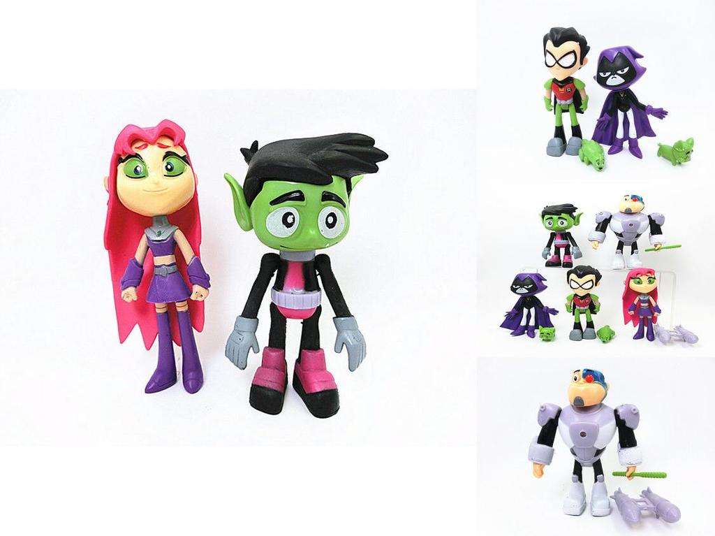 Teen Go Titans To The Movies Robin Cyborg Beast Boy Raven Action Figure Toy 7pcs