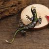 Vintage Reptile-shaped Brooch Exquisite Faux Crystal Pin Animal Shape Men Clothes Badge