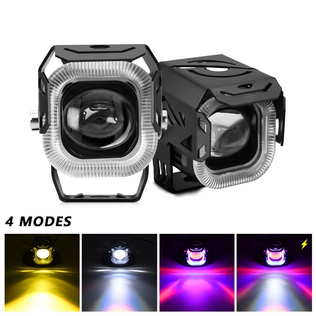 Motorcycle LED Driving Fog Lights, 60W 4000LM 4 Lighting Modes LED Auxiliary Lights IP68 Waterproof