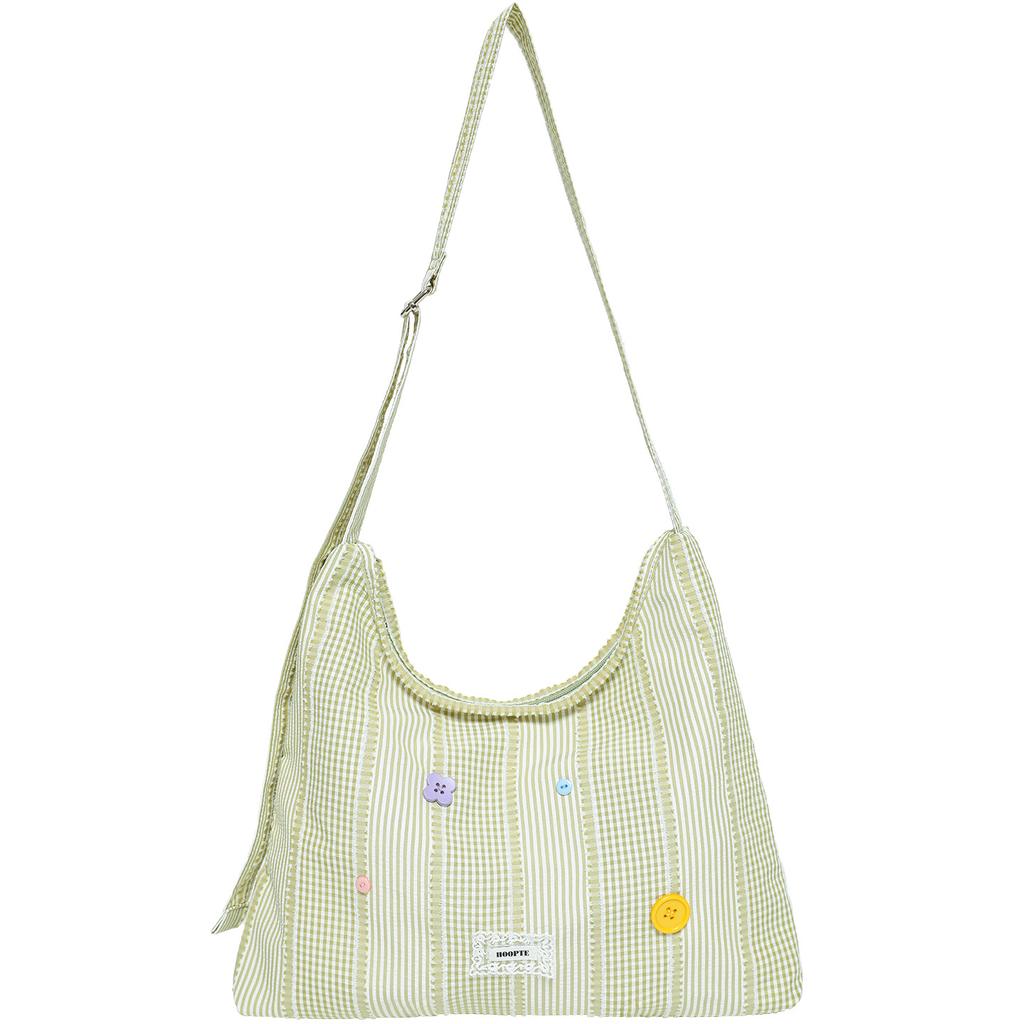 Checkered Single-shoulder Bag, Fabric Bag, Casual Girl Tote Bag