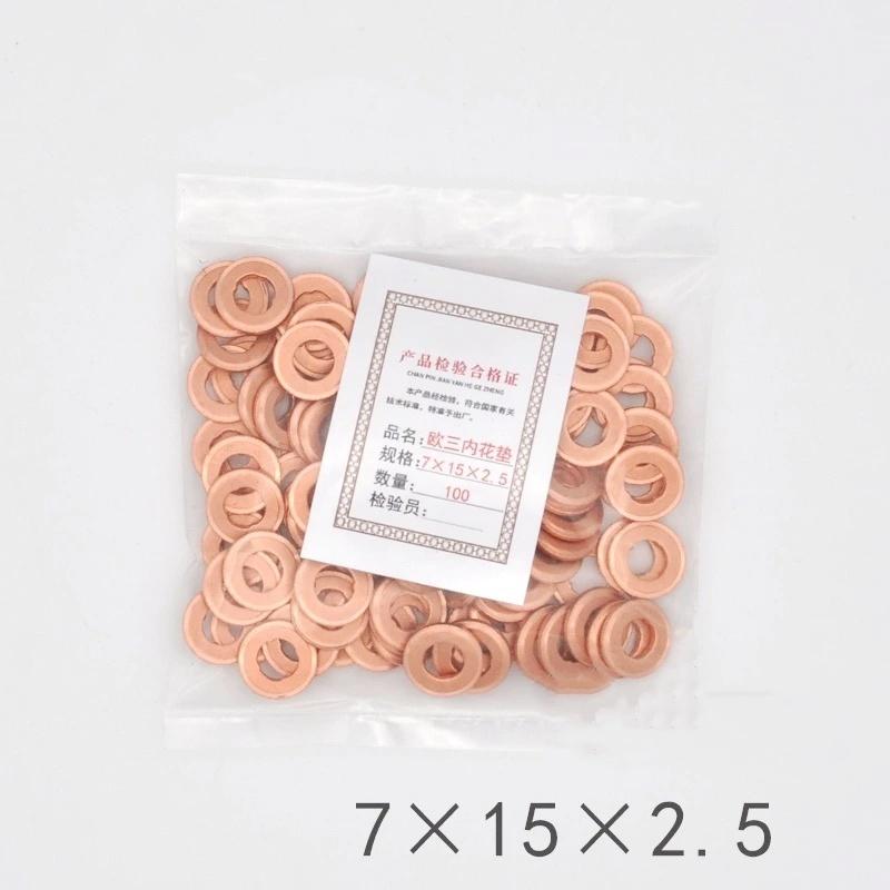 50PCS 7×15mm Diesel Common Rail Injector Nozzle Copper Sealing Washer EURO-III Shim Gasket for Bosch
