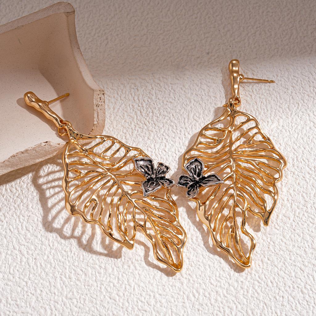 Butterfly Hollow Leaf Earrings, High-end and Unique Earrings