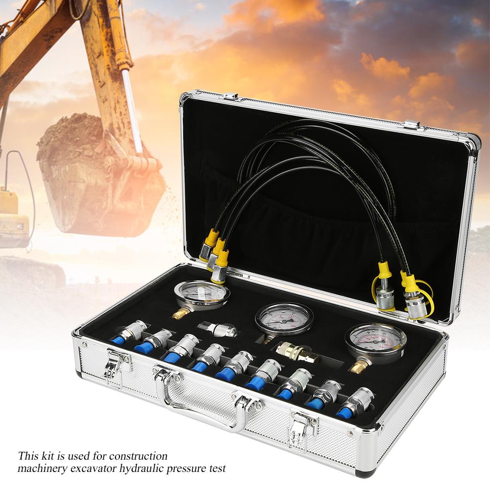 Excavator Hydraulic Pressure Test Kit with Testing Point Coupling and Gauge