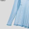 INCERUN Men Long Sleeve Mesh Sheer Lace Glitter Casual Hooded Ruffled Tops T-shirts