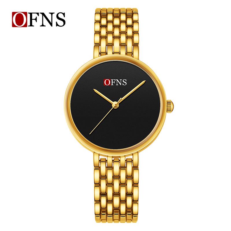 OFNS Women's Ultra-Thin Fashion Quartz Watch: Simple, Trendy, Casual, and Waterproof Design Without Hour Markers