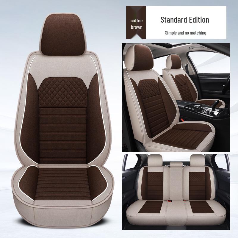 Universal Four Seasons Full Coverage Linen Seat Cushion Set for Small Cars