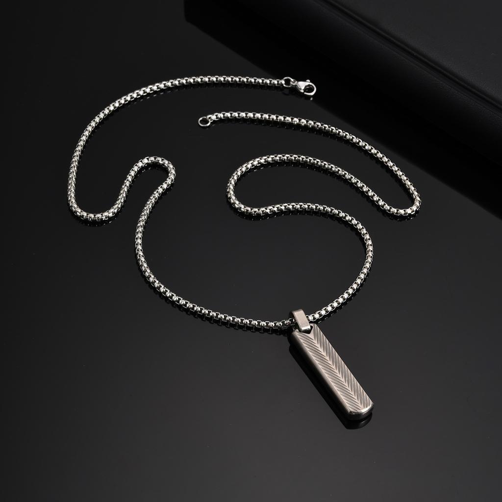 Geometric One-Word Strip Titanium Steel Stainless Steel Batch Flower Square Strip Pendant Necklace Men'S, Quanxi Water Jewelry Pn2071