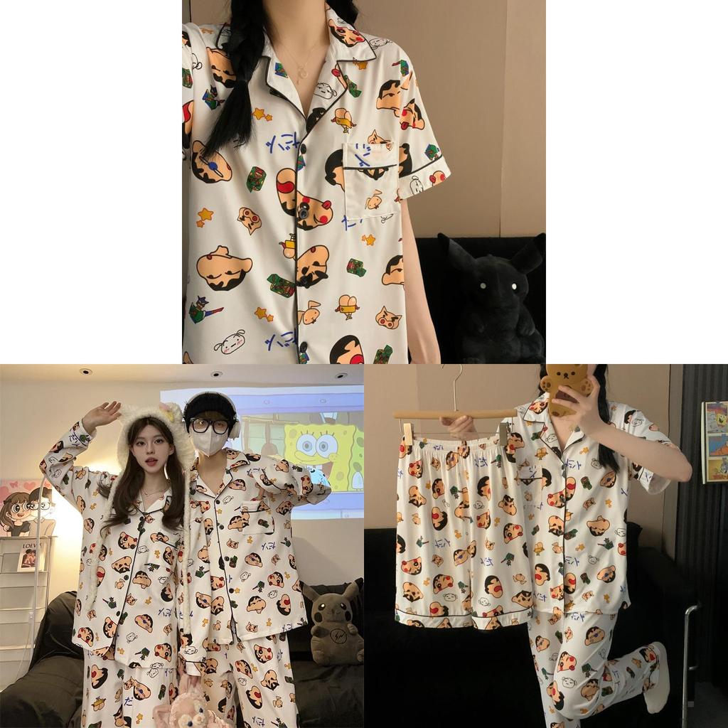 Cartoon Summer Sleepwear Set For Men And Women With Milk Silk Fabric Breathable Lounge Wear