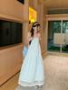 [Original Practice] French First Love Blue Suspender Dress Summer Japanese Literary Lazy Wind Long Dress Slack