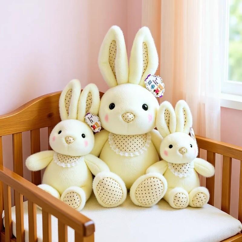 Cute Polka Dot Bunny Plush Toy With Pp Cotton Filling For Girls And Kids Gift