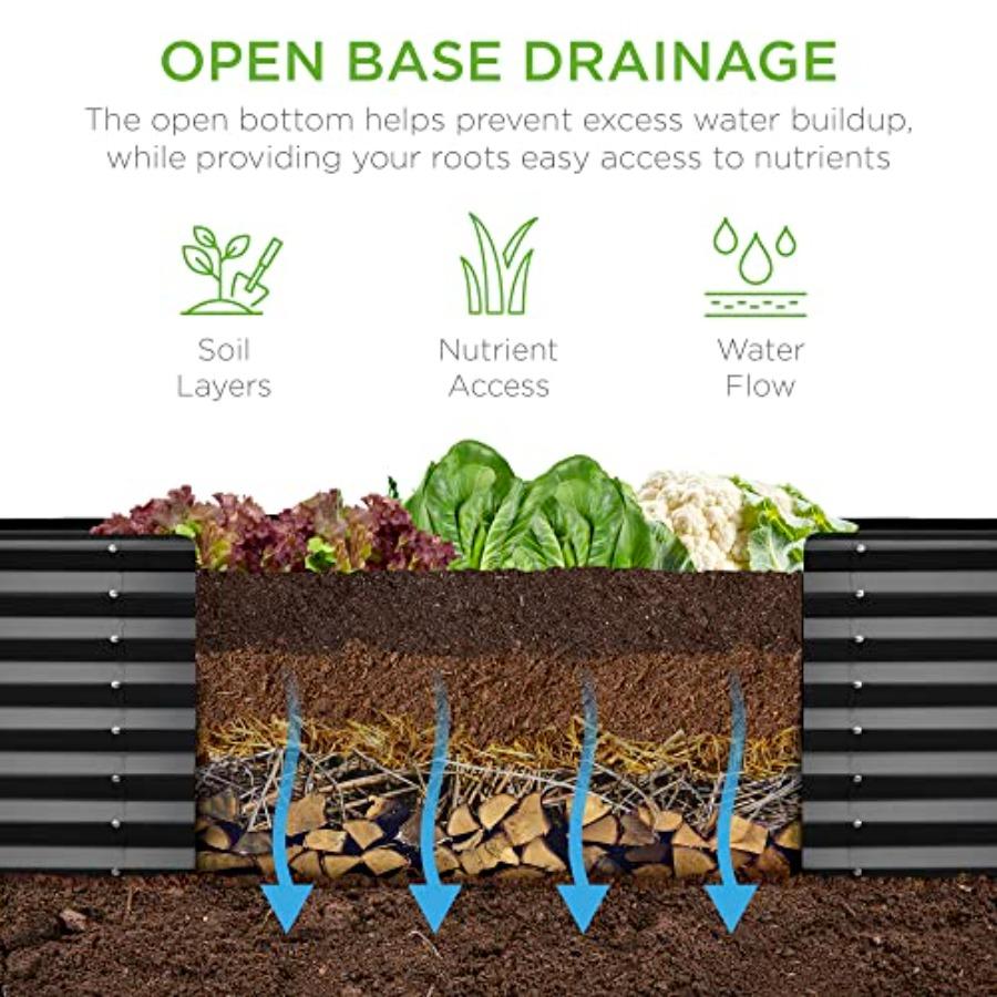 8x2x2ft Outdoor Metal Raised Garden Bed Rectangular Deep Root Planter Box for Vegetables Flowers Herbs and Succulents W/ 239 Ga
