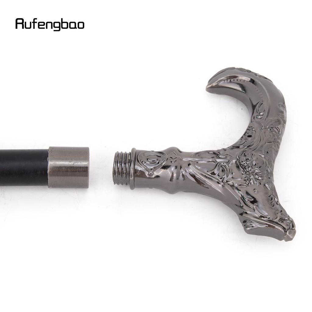 Silberner Totenkopf Blumenkopf Gehstock Mode Dekorativer Spazierstock Gentleman Elegant Cosplay Stock Knauf Krummstab 93cm