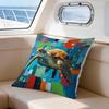 Decorative Sea Turtle Pillowcase Abstract Ocean Throw Pillow Cushion Art Print Modern Beach Animal Decor 40x40cm