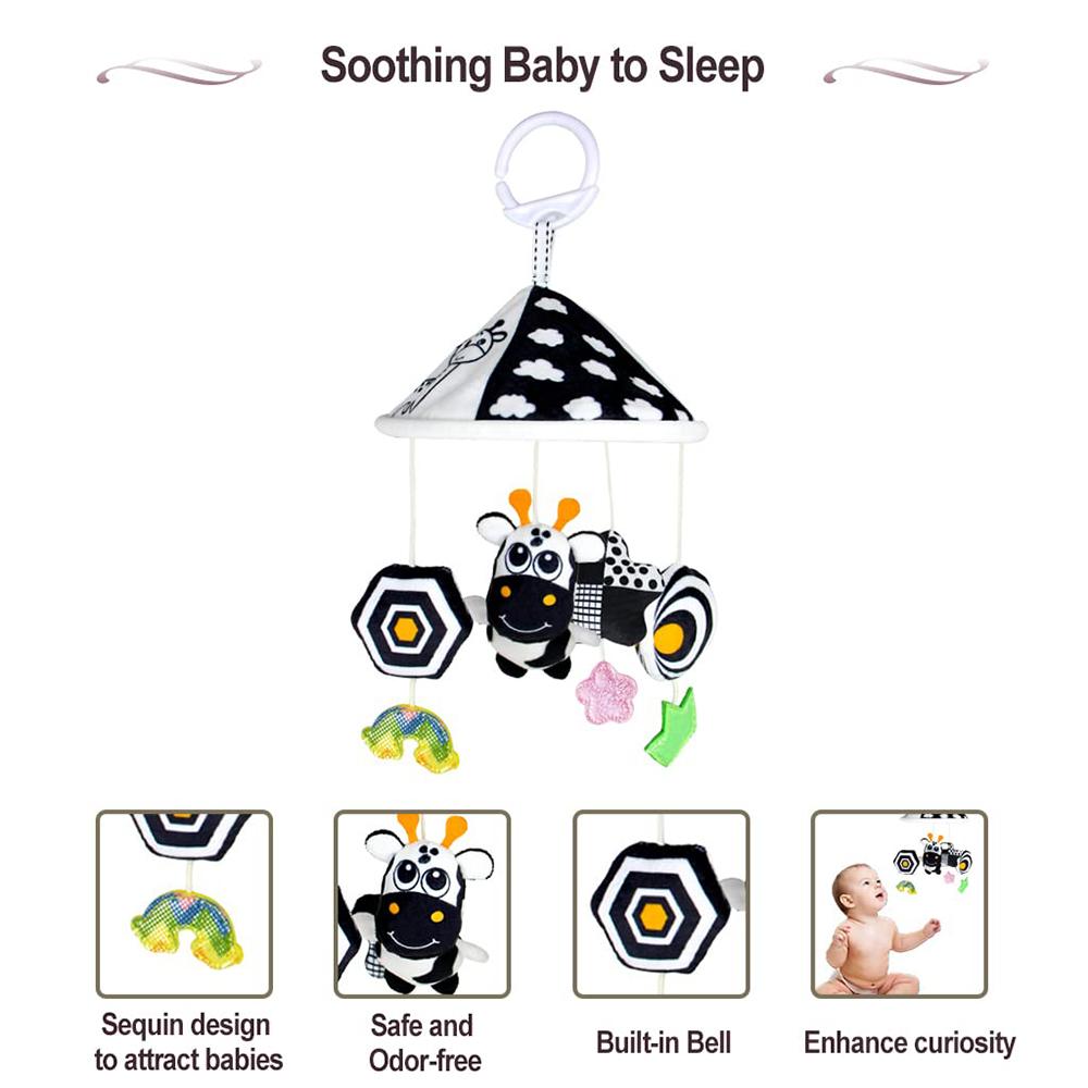 Schwarz-Weiß Hochkontrast Babyspielzeug Autositzspielzeug für Neugeborene Hängendes Kinderwagen-Spielzeug für 0 12 Monate Säugling Rasselspielzeug