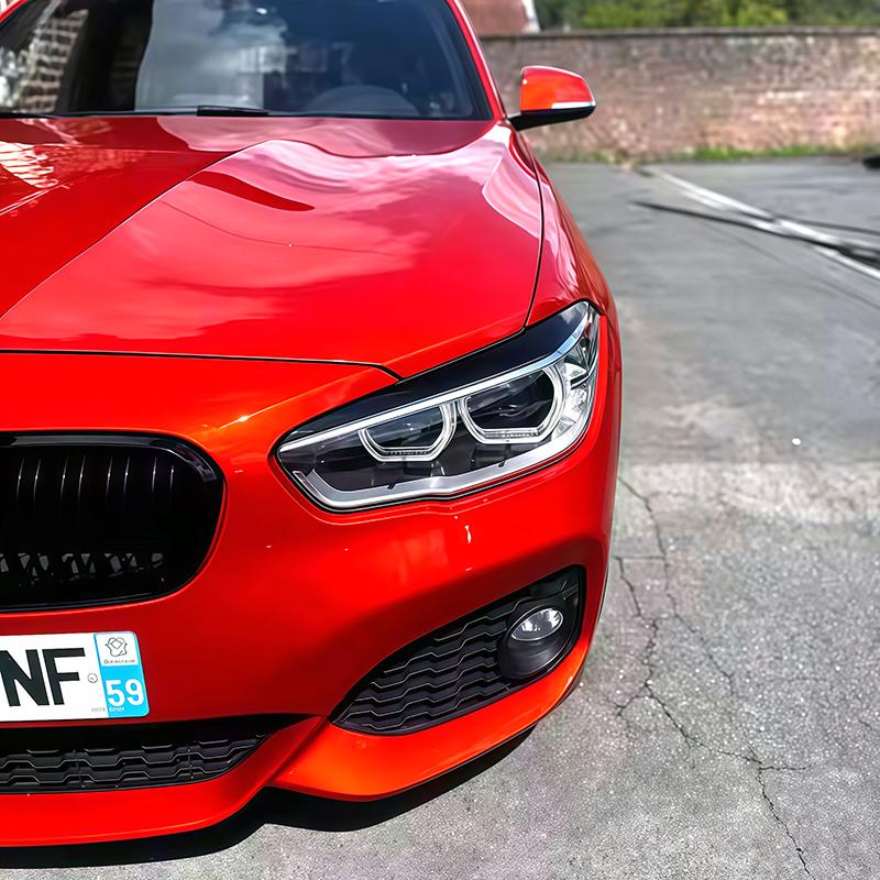 For BMW 1 Series F20 F21 118i 120i 2015 - 2018 High Quality ABS Car Front Headlights Eyebrow Eyelids 3D Stickers Glossy Black