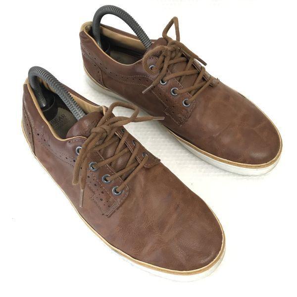 PULL&BEAR Leather Plain Toe Sneakers Men’s 41 Brown Casual Trainers(USED)