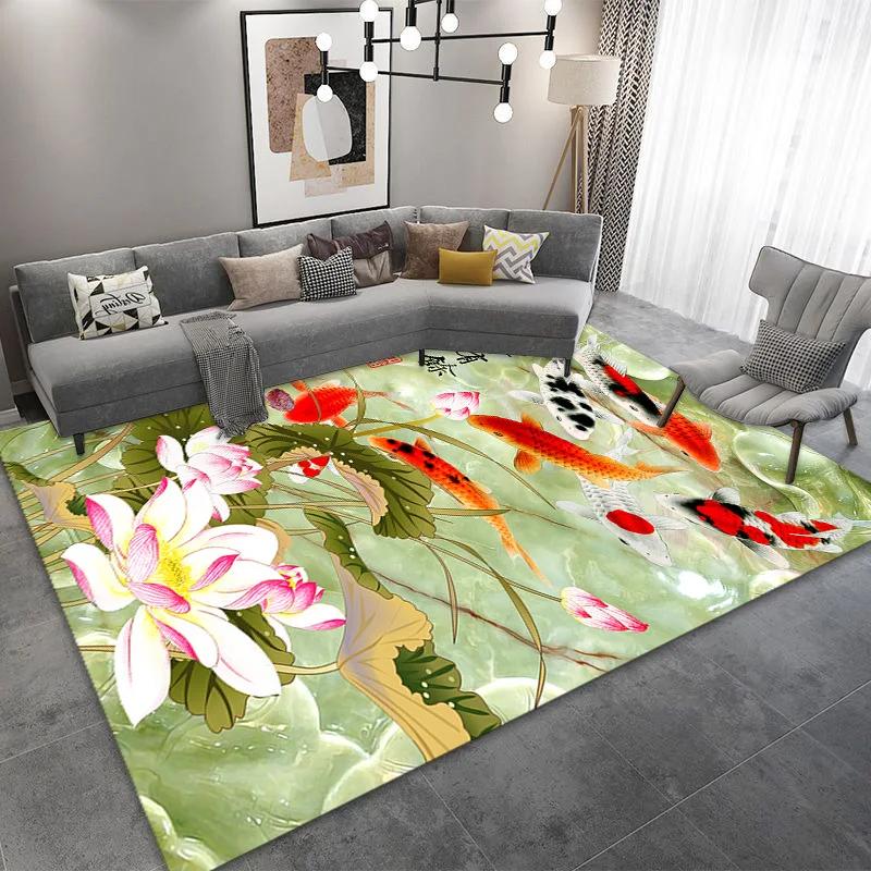 Peacock 3D Printing Carpet Living Room Coffee Table Floor Mat Bedroom Bedside Mats Corridor Anti-slip Decorative Rug Floor Mat