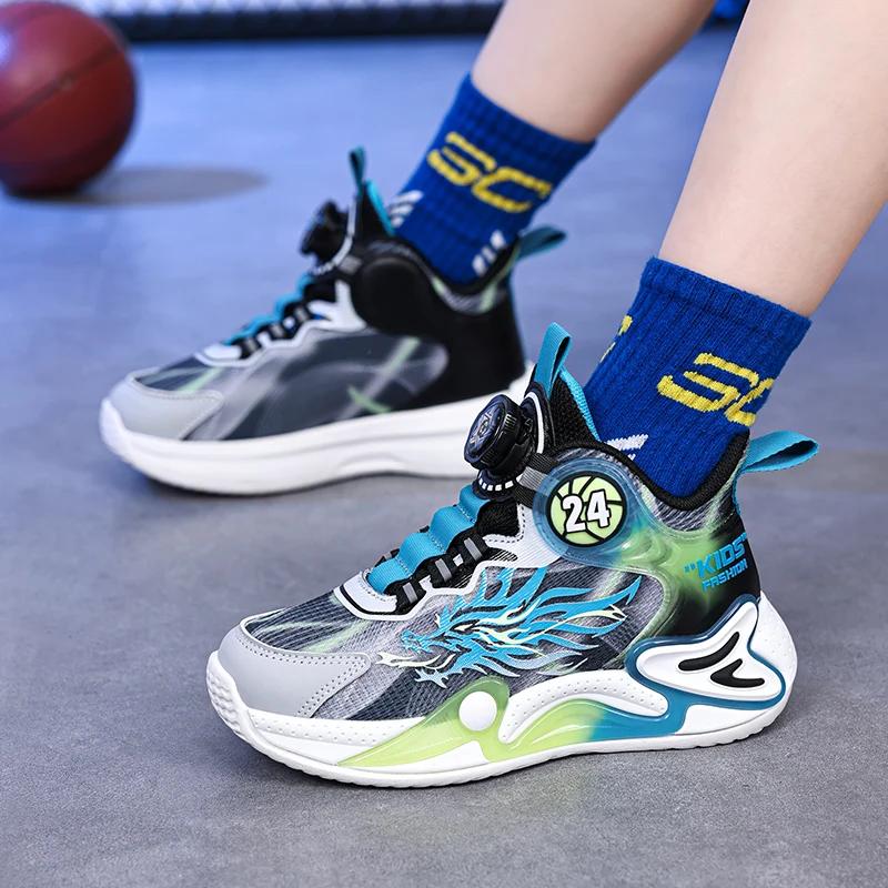 Luxury Boy Sneaker 2025 New Fashion Outdoor Kids Basketball Shoes Soft Sole School Children Sports Shoes for Boy 4 To 12 Years