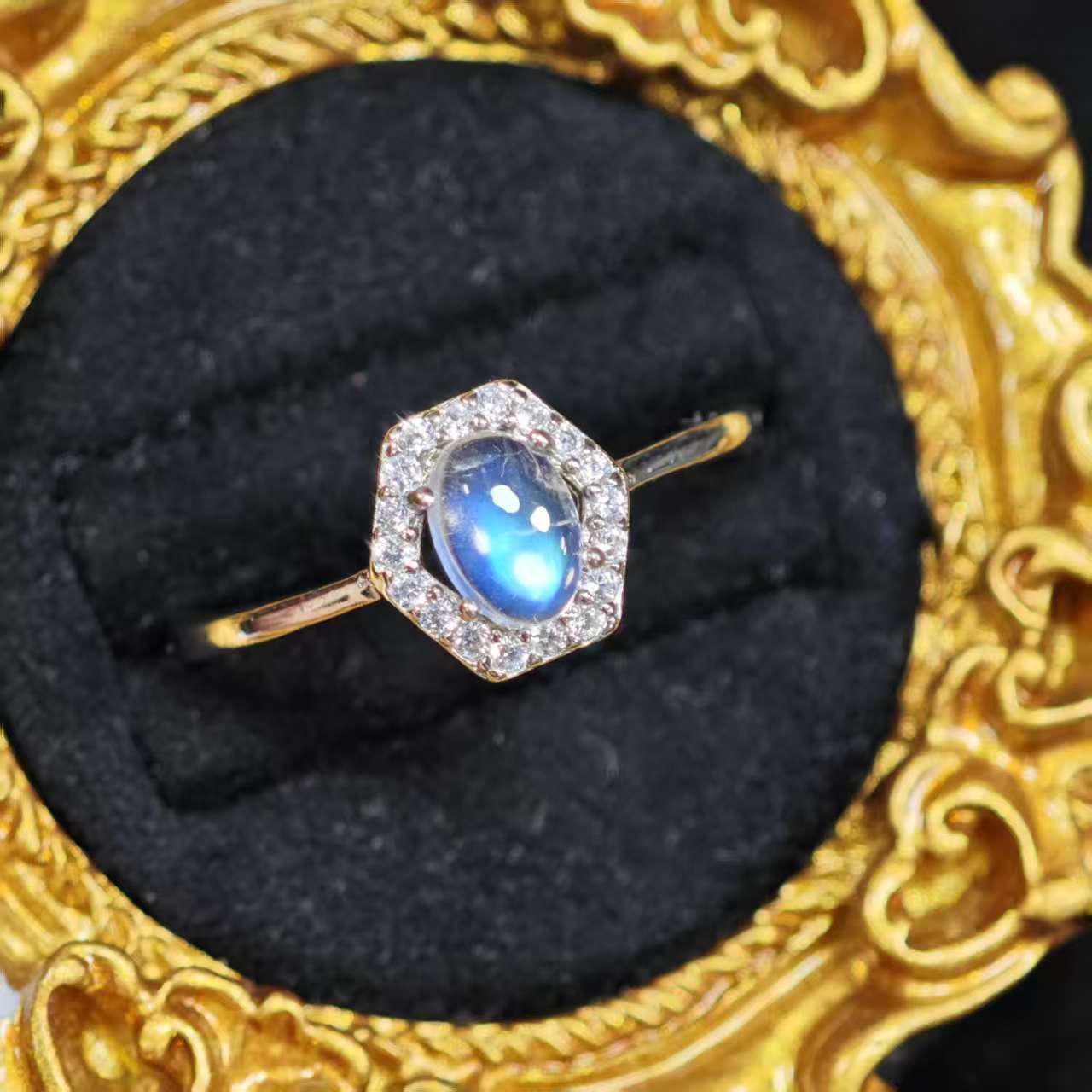 

S925 Sterling Silver Sri Lankan Moonstone Ring - Diana Style Women s Jewelry