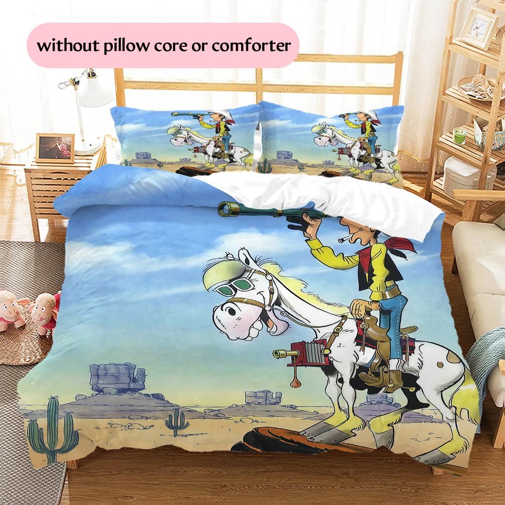Lucky Luke2 Muster Bettwäsche Steppdecken-Set Heimdekoration Geschenk (1 Bettbezug + 2 Kissenbezüge (ohne Füllung))