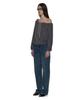 PARTIMENTO WOMEN Terry Drawstring Off-Shoulder Top_Charcoal