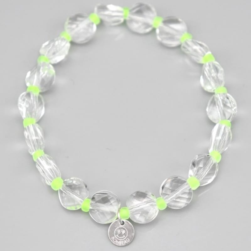 BONBEAU Bright cutting glassball beads mix Bracelet Transparent ball neon color beads smile charm bracelet