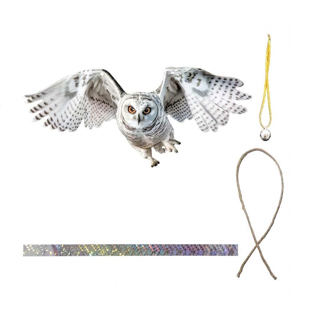 with Bells Bird Repel Owl Scarecrow Acrylic Bird Repeller Fake Bird Scare Device Patio StyleB 39.9cm