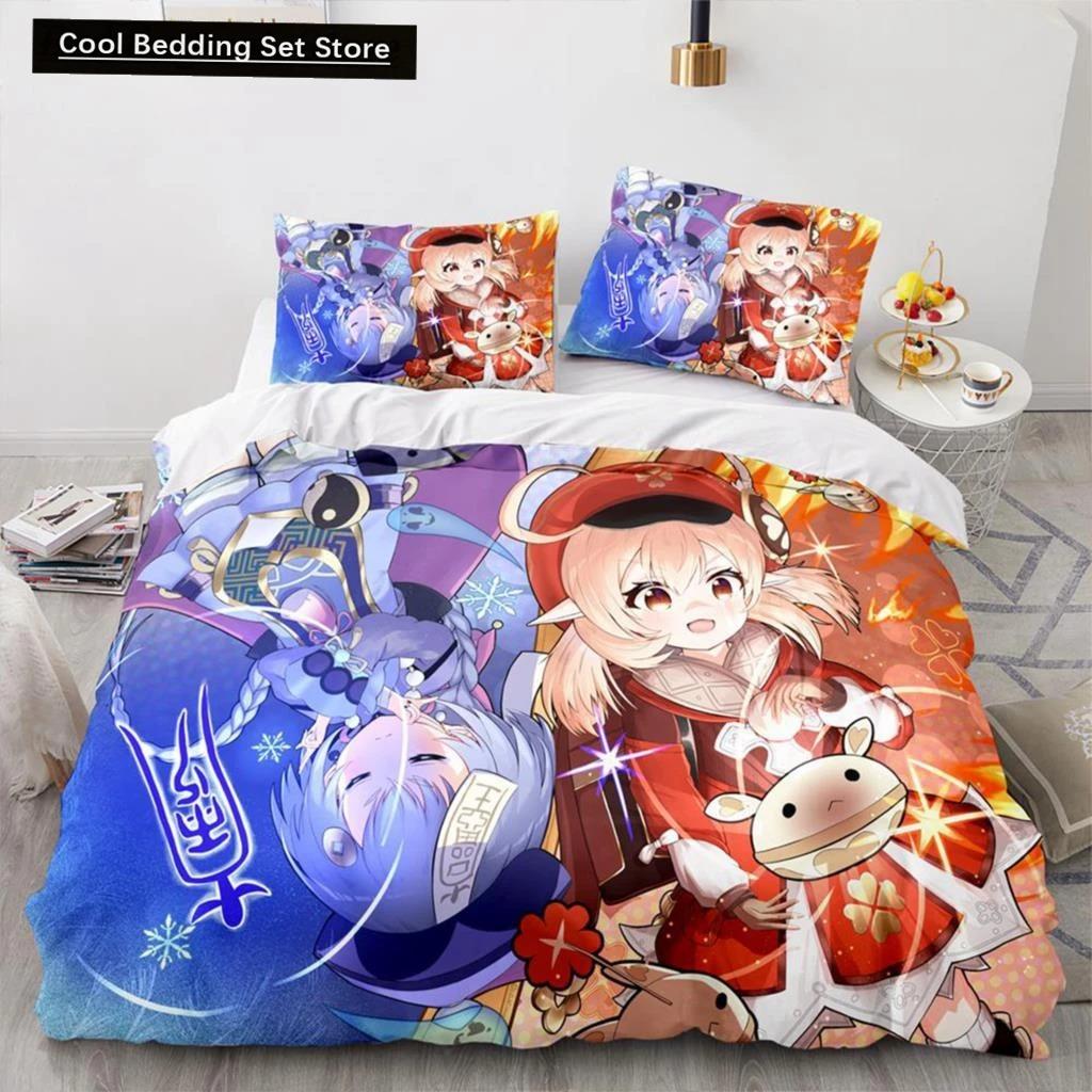 3D Print Anime Genshin Impact Xiao SUCROSE Qiqi Duvet Cover Cartoon Bedding Sets Bed Set Quilt Comforter Covers Home Textiles