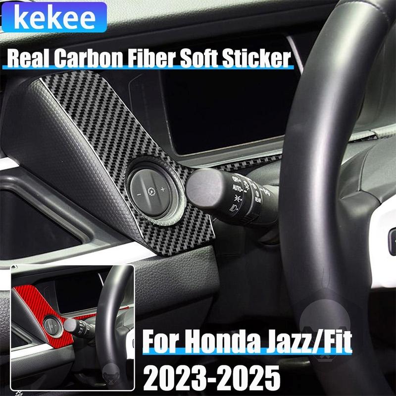 Real Carbon Fiber Car Accessories Dashboard Strip Decorative Trim Cover Soft Sticker For Honda Fit /Jazz GR9 2024 2025