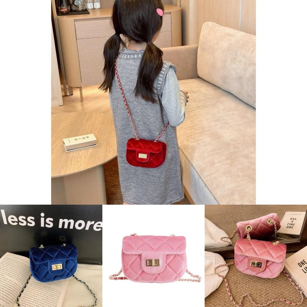 Chic Velvet Mini Shoulder Bag For Girls Stylish Crossbody Purse With Chain Strap
