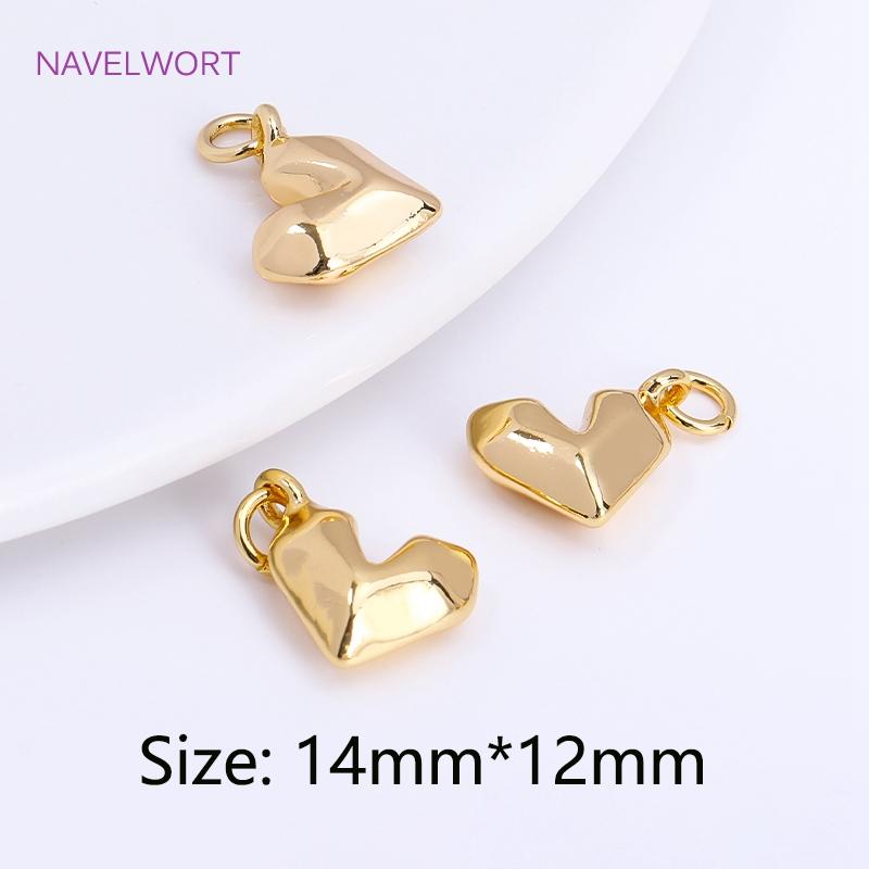 

18K Gold Plated Brass Solid Love Pendant Irregular Heart Charms For Necklace Making Supplies,DIY Jewelry Making Accessories 1 piece