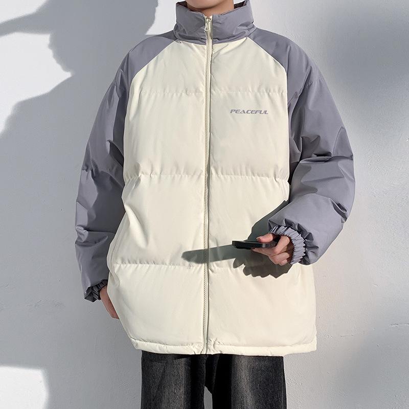 

Воротник-стойка, хлопковая подкладка, мужская зимняя молодежная утолщенная американская хлопковая подкладка, куртка высокого класса Sense Ruffian Handsome Down Cotton-paded 3XL светло-серый