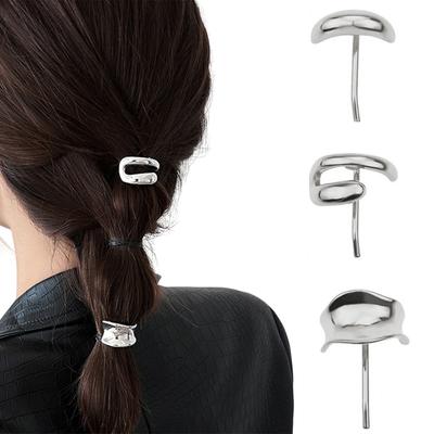3PCS Ponytail Cuff Gold Silver Elegant Alloy Metal Hair Buckle for Women and Girls Hair Clips Styling Accessories